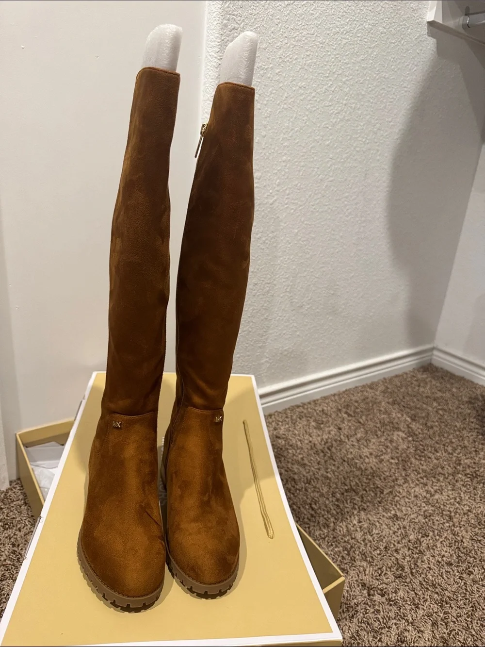 Michael Kors Cognac Suede Knee-High Boots